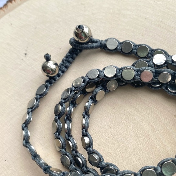 NWT Anthropologie Serefina Penny Wrap Bracelet Dark Gray and Silver Studs - Picture 9 of 15